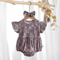Load image into Gallery viewer, Baby Girls Flower Print Rompers Wholesale 220330109
