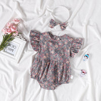 Load image into Gallery viewer, Baby Girls Flower Print Rompers Wholesale 220330109
