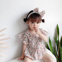 Load image into Gallery viewer, Baby Girls Flower Print Rompers Wholesale 220330109
