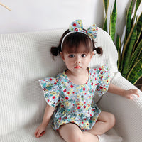 Load image into Gallery viewer, Baby Girls Flower Print Rompers Wholesale 220330109

