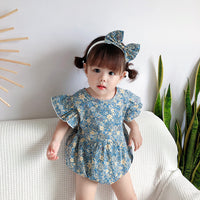 Load image into Gallery viewer, Baby Girls Flower Print Rompers Wholesale 220330109
