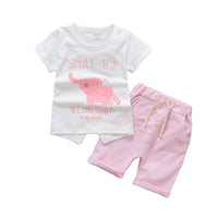 Load image into Gallery viewer, 2 Pieces Set Baby Kid Boys Cartoon Print Tops And Striped Solid Color Shorts Wholesale 220330115
