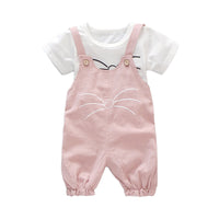 Load image into Gallery viewer, 2 Pieces Set Baby Kid Girls Cartoon Print T-Shirts And Jumpsuits Wholesale 220330116
