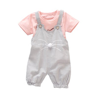 Load image into Gallery viewer, 2 Pieces Set Baby Kid Girls Cartoon Print T-Shirts And Jumpsuits Wholesale 220330116
