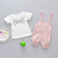 Load image into Gallery viewer, 2 Pieces Set Baby Kid Girls Cartoon Print T-Shirts And Jumpsuits Wholesale 220330116
