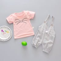 Load image into Gallery viewer, 2 Pieces Set Baby Kid Girls Cartoon Print T-Shirts And Jumpsuits Wholesale 220330116
