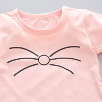 Load image into Gallery viewer, 2 Pieces Set Baby Kid Girls Cartoon Print T-Shirts And Jumpsuits Wholesale 220330116
