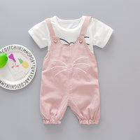 Load image into Gallery viewer, 2 Pieces Set Baby Kid Girls Cartoon Print T-Shirts And Jumpsuits Wholesale 220330116
