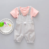 Load image into Gallery viewer, 2 Pieces Set Baby Kid Girls Cartoon Print T-Shirts And Jumpsuits Wholesale 220330116
