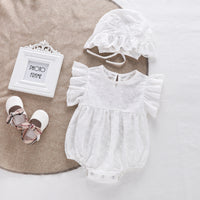 Load image into Gallery viewer, Baby Girls Solid Color Flower Lace Rompers Wholesale 220330117
