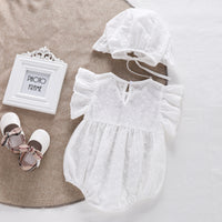 Load image into Gallery viewer, Baby Girls Solid Color Flower Lace Rompers Wholesale 220330117
