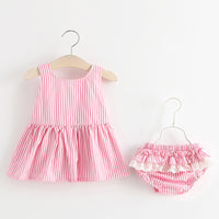Load image into Gallery viewer, 2 Pieces Set Baby Kid Girls Striped Tank Tops And Shorts Wholesale 22033012
