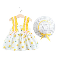 Load image into Gallery viewer, Baby Kid Girls Flower Cartoon Print Dresses And Hats Wholesale 220330120
