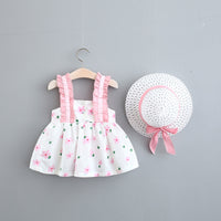 Load image into Gallery viewer, Baby Kid Girls Flower Cartoon Print Dresses And Hats Wholesale 220330120
