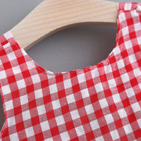 Load image into Gallery viewer, Baby Kid Girls Checked Bow Dresses And Hats Wholesale 220330123
