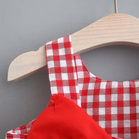 Load image into Gallery viewer, Baby Kid Girls Checked Bow Dresses And Hats Wholesale 220330123
