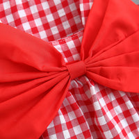 Load image into Gallery viewer, Baby Kid Girls Checked Bow Dresses And Hats Wholesale 220330123
