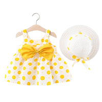 Load image into Gallery viewer, Baby Kid Girls Polka dots Bow Dresses And Hats Wholesale 220330128
