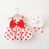 Load image into Gallery viewer, Baby Kid Girls Polka dots Bow Dresses And Hats Wholesale 220330128
