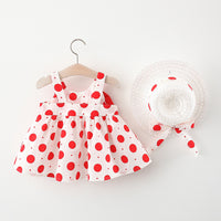 Load image into Gallery viewer, Baby Kid Girls Polka dots Bow Dresses And Hats Wholesale 220330128
