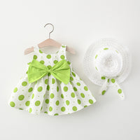 Load image into Gallery viewer, Baby Kid Girls Polka dots Bow Dresses And Hats Wholesale 220330128
