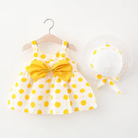 Load image into Gallery viewer, Baby Kid Girls Polka dots Bow Dresses And Hats Wholesale 220330128
