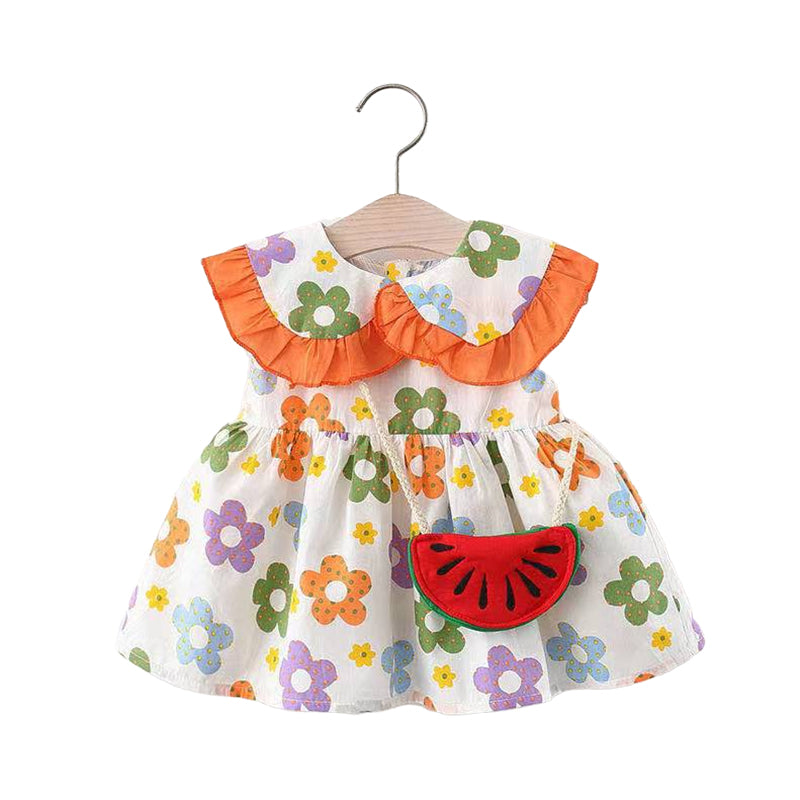 Baby Kid Girls Flower Print Dresses Wholesale 220330130