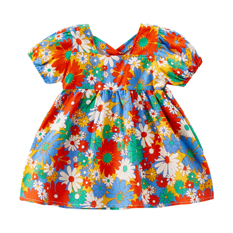 Baby Kid Girls Flower Print Dresses Wholesale 220330131