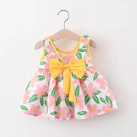 Load image into Gallery viewer, Baby Kid Girls Flower Cartoon Bow Print Dresses Wholesale 220330137
