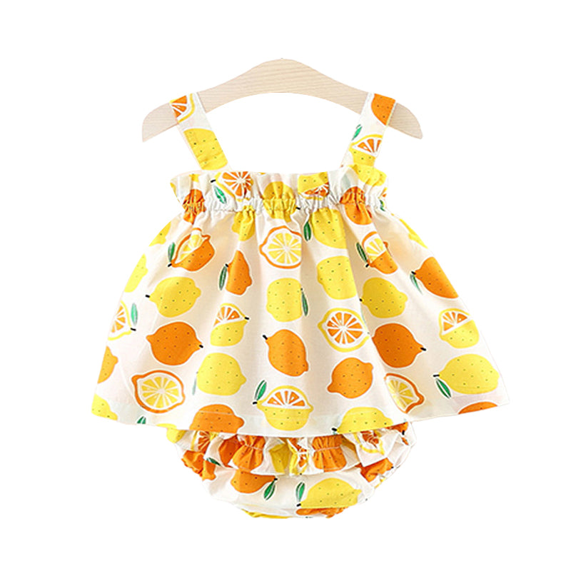 2 Pieces Set Baby Kid Girls Fruit Tank Tops And Shorts Wholesale 22033014