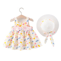 Load image into Gallery viewer, Baby Kid Girls Flower Polka dots Cartoon Print Dresses And Hats Wholesale 220330140
