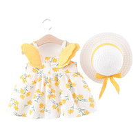 Load image into Gallery viewer, Baby Kid Girls Flower Polka dots Cartoon Print Dresses And Hats Wholesale 220330140
