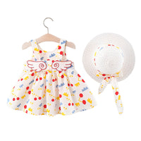 Load image into Gallery viewer, Baby Kid Girls Flower Polka dots Cartoon Print Dresses And Hats Wholesale 220330140
