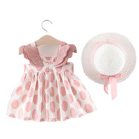 Load image into Gallery viewer, Baby Kid Girls Flower Polka dots Cartoon Print Dresses And Hats Wholesale 220330140
