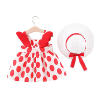 Load image into Gallery viewer, Baby Kid Girls Flower Polka dots Cartoon Print Dresses And Hats Wholesale 220330140
