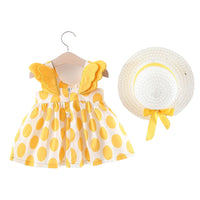 Load image into Gallery viewer, Baby Kid Girls Flower Polka dots Cartoon Print Dresses And Hats Wholesale 220330140
