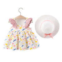 Load image into Gallery viewer, Baby Kid Girls Flower Polka dots Cartoon Print Dresses And Hats Wholesale 220330140
