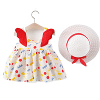 Load image into Gallery viewer, Baby Kid Girls Flower Polka dots Cartoon Print Dresses And Hats Wholesale 220330140
