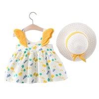 Load image into Gallery viewer, Baby Kid Girls Flower Polka dots Cartoon Print Dresses And Hats Wholesale 220330140
