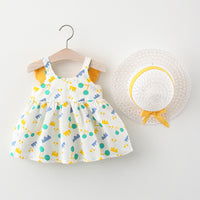 Load image into Gallery viewer, Baby Kid Girls Flower Polka dots Cartoon Print Dresses And Hats Wholesale 220330140

