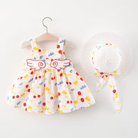 Load image into Gallery viewer, Baby Kid Girls Flower Polka dots Cartoon Print Dresses And Hats Wholesale 220330140
