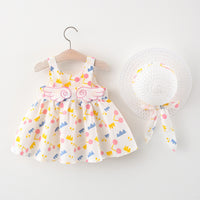 Load image into Gallery viewer, Baby Kid Girls Flower Polka dots Cartoon Print Dresses And Hats Wholesale 220330140

