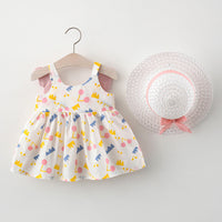 Load image into Gallery viewer, Baby Kid Girls Flower Polka dots Cartoon Print Dresses And Hats Wholesale 220330140
