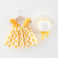 Load image into Gallery viewer, Baby Kid Girls Flower Polka dots Cartoon Print Dresses And Hats Wholesale 220330140
