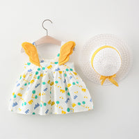 Load image into Gallery viewer, Baby Kid Girls Flower Polka dots Cartoon Print Dresses And Hats Wholesale 220330140
