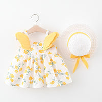 Load image into Gallery viewer, Baby Kid Girls Flower Polka dots Cartoon Print Dresses And Hats Wholesale 220330140
