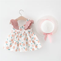 Load image into Gallery viewer, Baby Kid Girls Flower Polka dots Cartoon Print Dresses And Hats Wholesale 220330140
