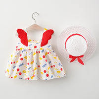 Load image into Gallery viewer, Baby Kid Girls Flower Polka dots Cartoon Print Dresses And Hats Wholesale 220330140
