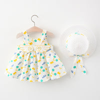 Load image into Gallery viewer, Baby Kid Girls Flower Polka dots Cartoon Print Dresses And Hats Wholesale 220330140
