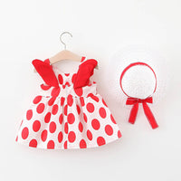 Load image into Gallery viewer, Baby Kid Girls Flower Polka dots Cartoon Print Dresses And Hats Wholesale 220330140
